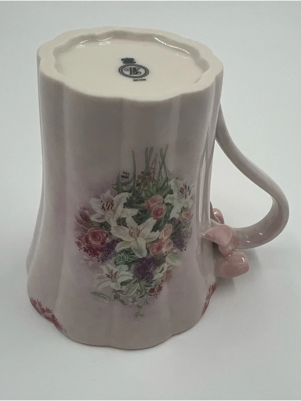 Bradford Editions Lavender Lily Porcelain Cup Saucer Spoon Pink 3pc Set Vintage
